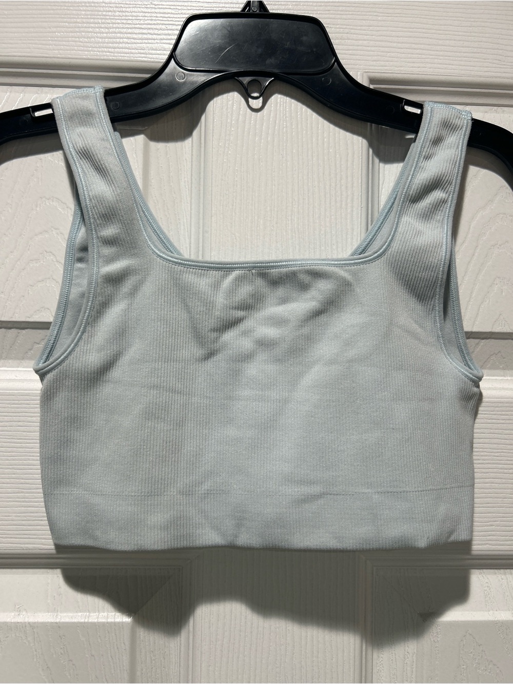Women's Light Blue Ribbed Crop Tank - Comfortable Everyday Bralette